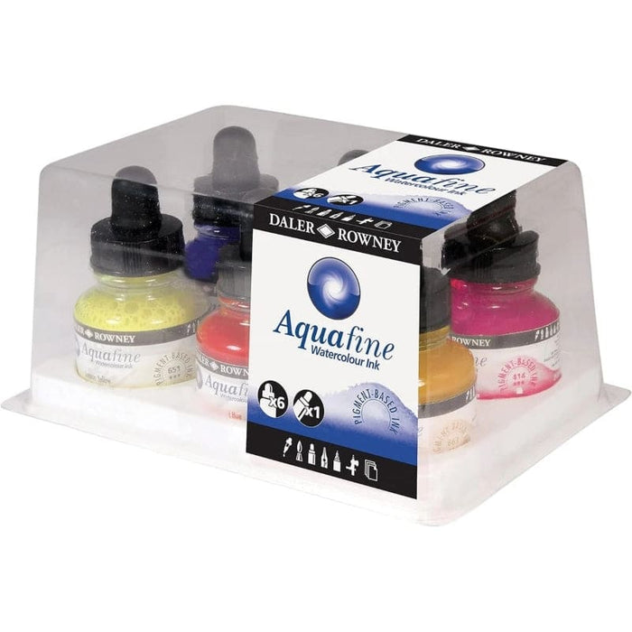 FILA NEW DALER ROWNEY Aquafine Ink Introduction Set + 1 Marker Daler Rowney Aquafine Watercolour Ink Set