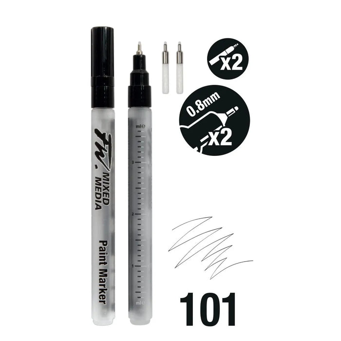 FILA NEW FILA NEW 101 FW Marker Set 2x sm Technical+Nibs Daler Rowney FW Refillable Paint Markers Set