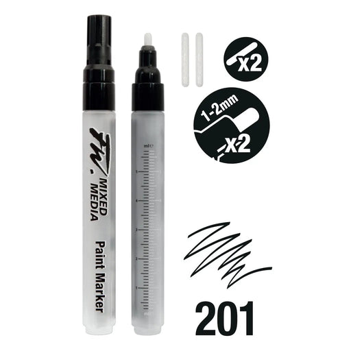 FILA NEW FILA NEW 201 FW Marker Set 2x 1-2mm Rd+Nibs Daler Rowney FW Refillable Paint Markers Set