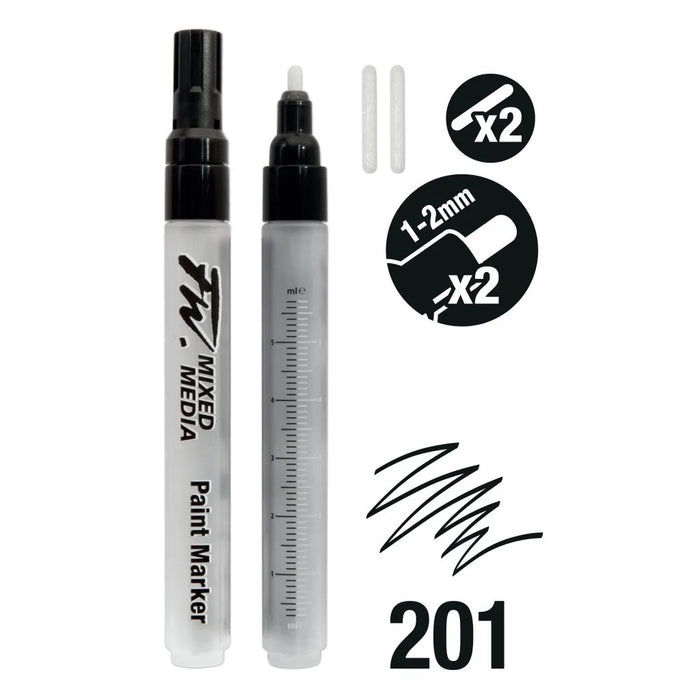 FILA NEW FILA NEW 201 FW Marker Set 2x 1-2mm Rd+Nibs Daler Rowney FW Refillable Paint Markers Set
