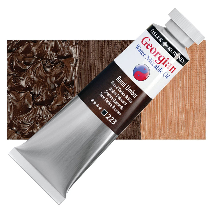 DALER ROWNEY GEORGIAN WATERMIXABLE DALER ROWNEY 37ml Daler-Rowney Georgian Watermixable Oil Burnt Umber