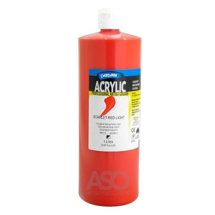 DERIVAN ARTIST DERIVAN Derivan Artist Acrylics 1 Litre Scarlet Red Light