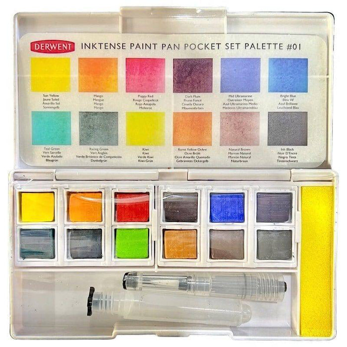 DERWENT WATERCOLOURS DERWENT Derwent Watercolour 12 Inktense Paint Pan Set #01