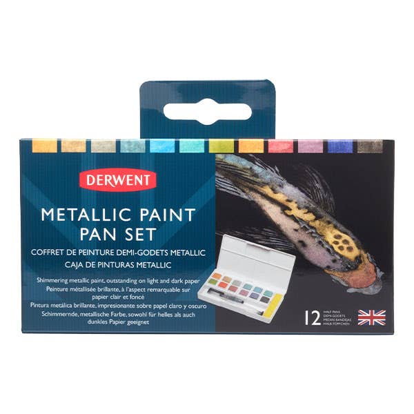 DERWENT WATERCOLOURS DERWENT Derwent Watercolour 12 Metallic Paint Pan Set