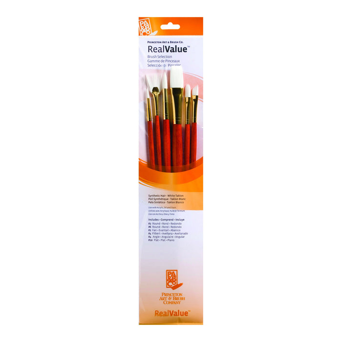 Princeton Real Value Synthetic White Taklon Long Handle 6Pc Set