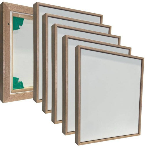 BUILD A CANVAS PINE Float Frames Natural Oak 5 Pack + Artist Custom Canvas