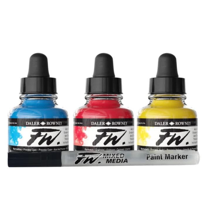 FW Ink Starter Set 3 x 29.5ml + 1 Marker — The Sydney Art Store