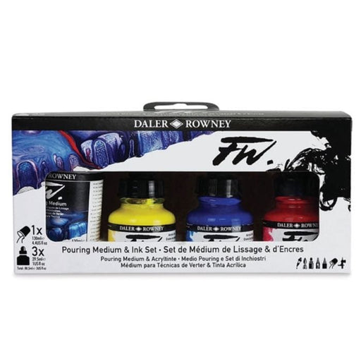 DALER ROWNEY INK DALER ROWNEY FW Pouring Medium & Ink set 130ml & 3 x 29.5ml