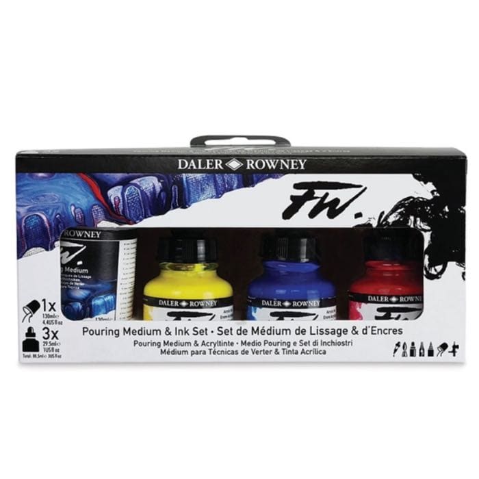 DALER ROWNEY INK DALER ROWNEY FW Pouring Medium & Ink set 130ml & 3 x 29.5ml