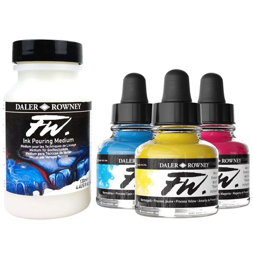 DALER ROWNEY INK DALER ROWNEY FW Pouring Medium & Ink set 130ml & 3 x 29.5ml