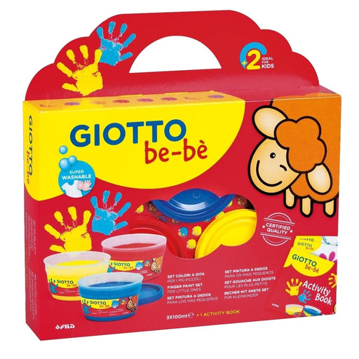 GIOTTO BEBE KIDS Giotto be-be' Super Finger Colours Play Set With 3 Pots Of 100G Finger Paint, 3 Sponges, 1 Apron Giotto be-be' Super Finger Paint