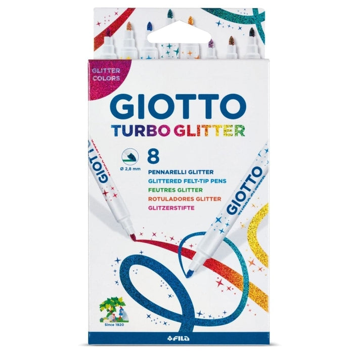 GIOTTO KIDS Giotto Turbo Glitter Hangable cardboard 8 pcs in Display 10 boxes Giotto Multisurface Markers