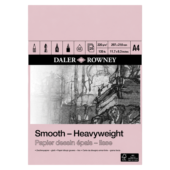 Daler Rowney Smooth Heavyweight Pads 220gsm 25 Sheets