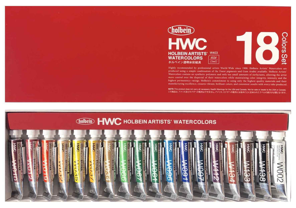 HOLBEIN HOLBEIN Holbein Watercolour Set 18 Holbein Watercolour Set 18x5ml