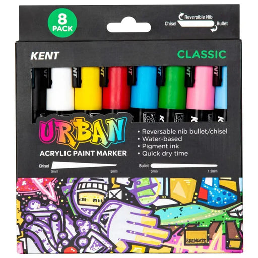 NEW NEW Kent Urban Paint Marker 3mm Nib Classic Pk 8 New
