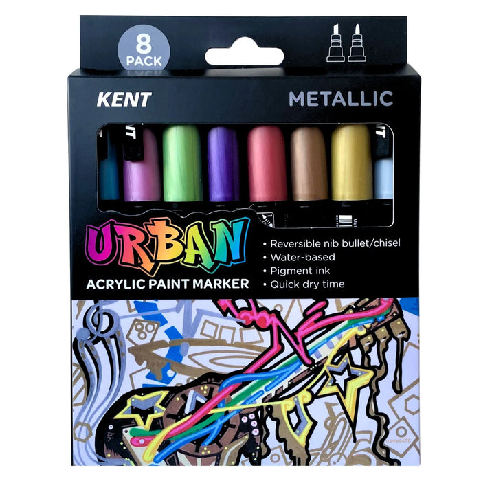 KENT URBAN NEW Kent Urban Paint Marker 3mm Nib Metallic Pk 8 New