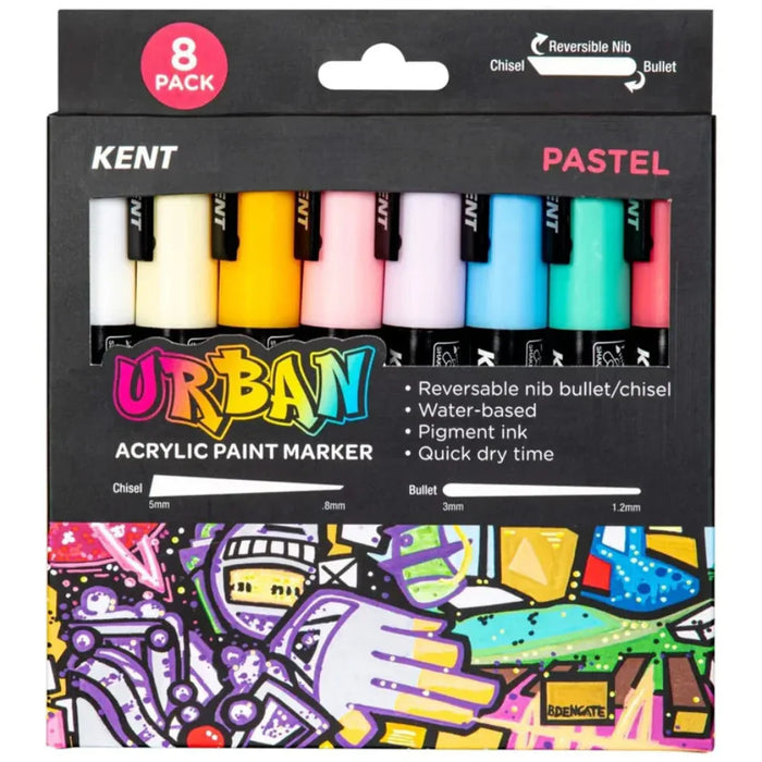 KENT URBAN KENT Kent Urban Paint Marker 3mm Nib Pastel Pk 8 NEW