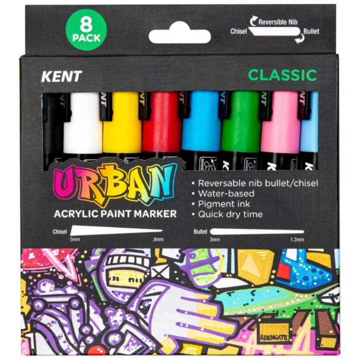 KENT URBAN NEW Kent Urban Paint Marker Medium Nib 6mm Classic Pk 8