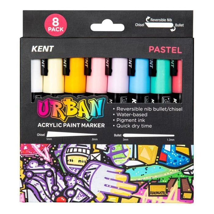 KENT URBAN NEW Kent Urban Paint Marker Medium Nib 6mm Pastel Pk 8