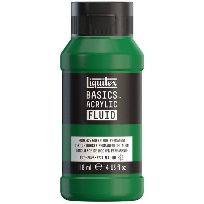 LIQUITEX BASIC FLUID LIQUITEX LQX Basics Acr Fluid 118ml Hooker’s Green Hue Permanent