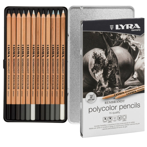 Lyra Rembrandt Polycolor  Metal Box 12 pcs - grey tones