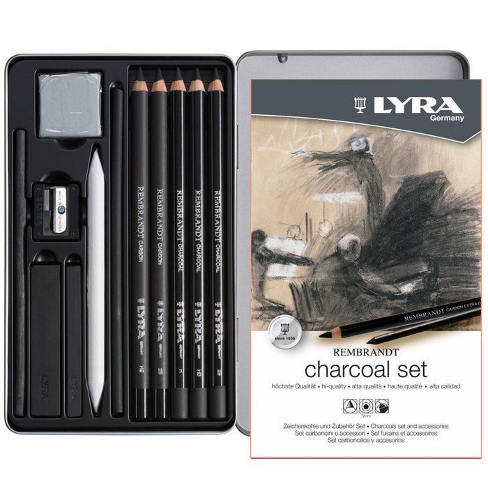 LYRA LYRA Lyra Rembr Charcoal Set Tin Box 11 Pcs Lyra Rembrandt Sketching Sets