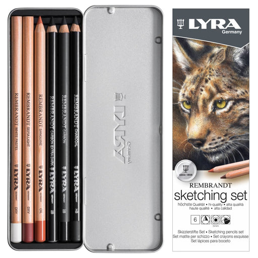 LYRA LYRA Lyra Sketching Set 6 Pencils In Metal Box Lyra Rembrandt Sketching Sets