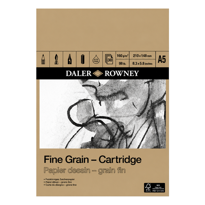 Daler Rowney Fine Grain Cartridge Pads 160gsm 30 Sheets