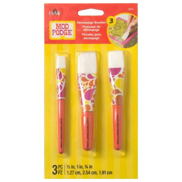 MOD PODGE NEW Mod Podge Short Handle Brush Set 3 Pc. 10615