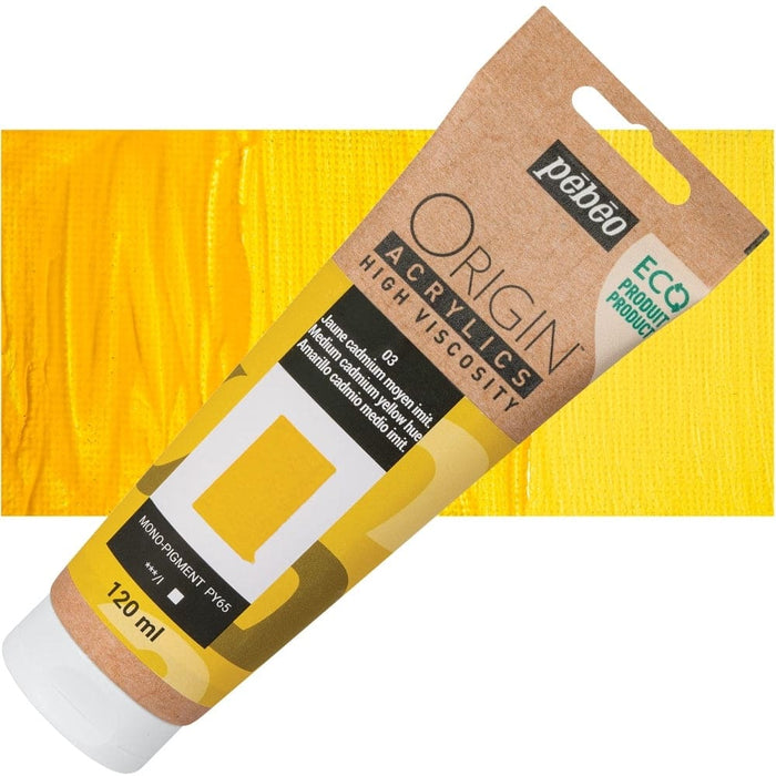 PEBEO ORIGIN ACRYLICS NEW PEBEO ORIGIN ACR 120ML MEDIUM CADMIUM YELLOW HUE