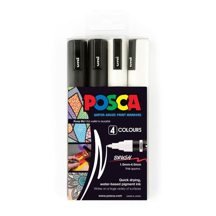 POSCA Paint Markers POSCA PC5BR Paint Markers Black/White 4 Pack