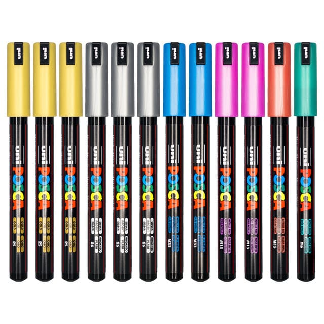 POSCA POSCA Posca PC-1MR Metallic Assorted Colours Set 12 Posca Sets