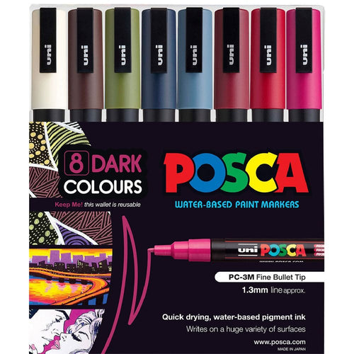 Posca PC-3M Dark Colours Set 8