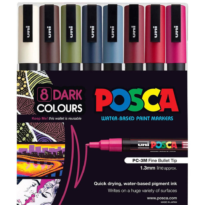 POSCA POSCA Posca PC-3M Dark Colours Set 8 Posca Sets