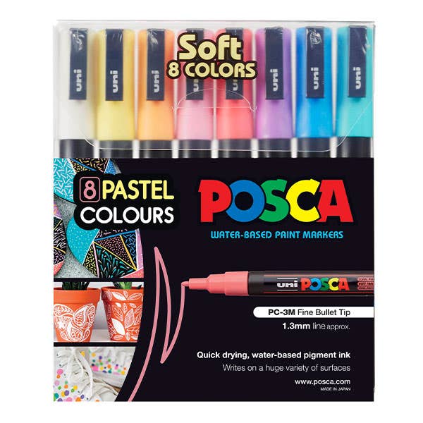 POSCA POSCA Posca PC-3M Pastel Colours Set 8 Posca Sets