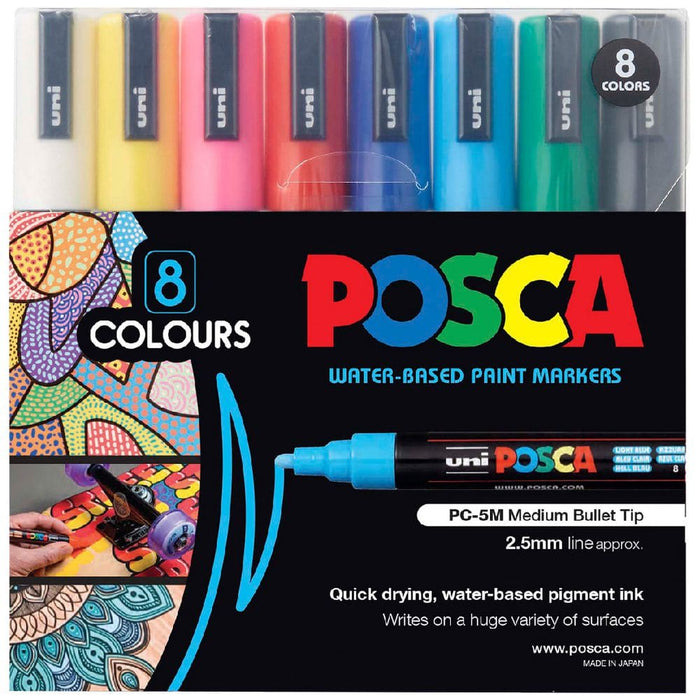 POSCA POSCA Posca PC-5M Assorted Colours Set 8 Posca Sets