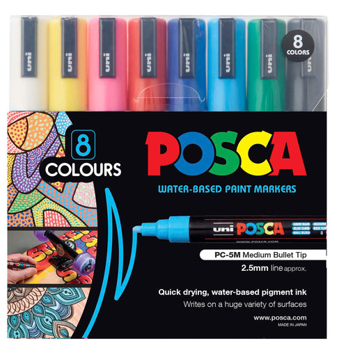 Posca PC-5M Assorted Colours Set 8