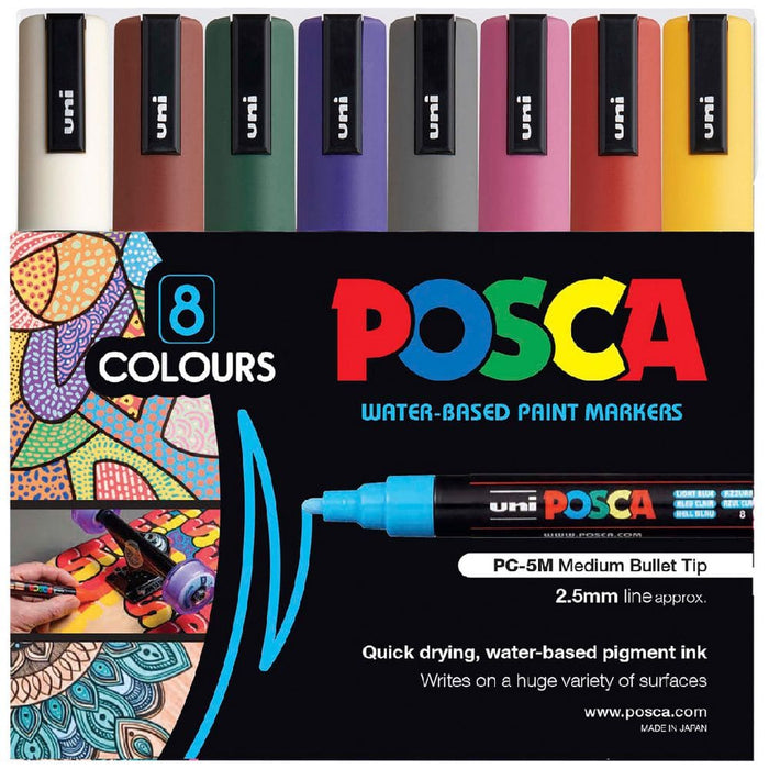 POSCA POSCA Posca PC-5M Dark Colours Set 8 Posca Sets