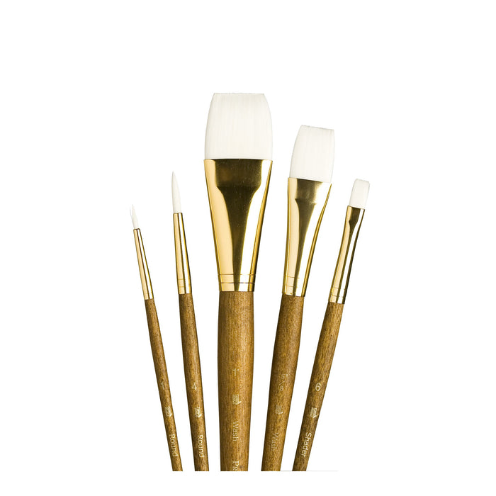 Princeton Real Value Synthetic White Taklon Short Handle 5Pc Set