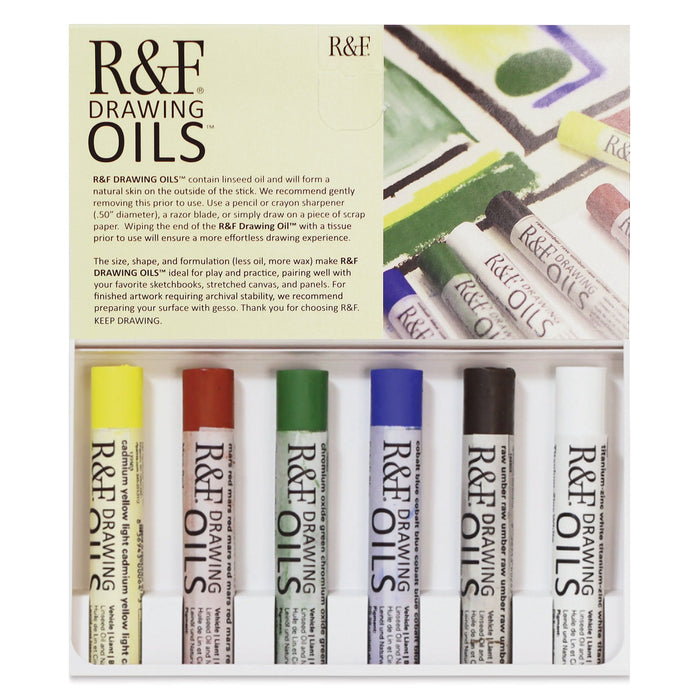 R&F Drawing Oils R&F 6 pc x 12ml colours R&F Drawing Oils Introductory Colour Set
