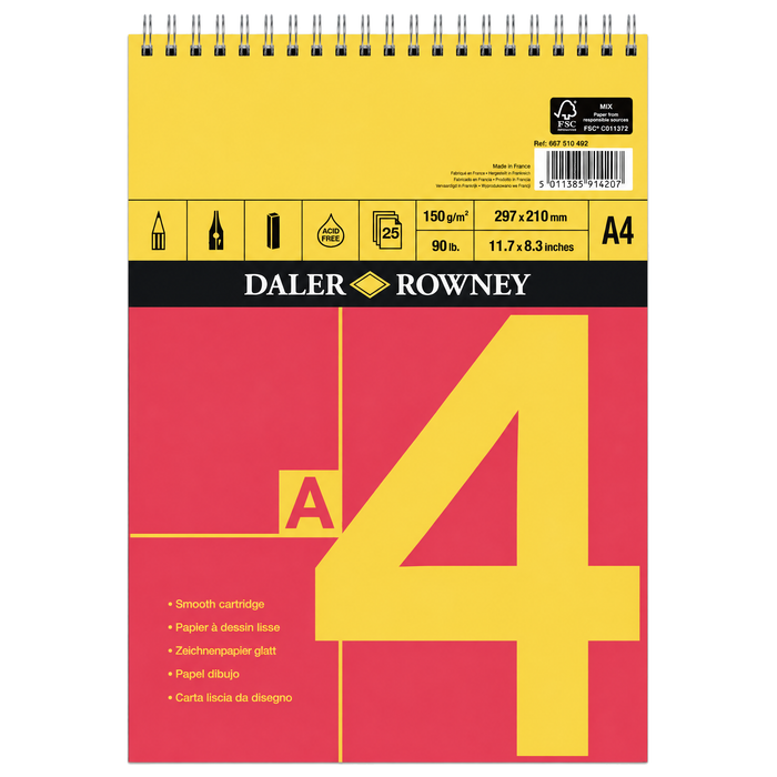 Daler Rowney Red & Yellow Album Sketch Pads 150gsm 25 Sheets