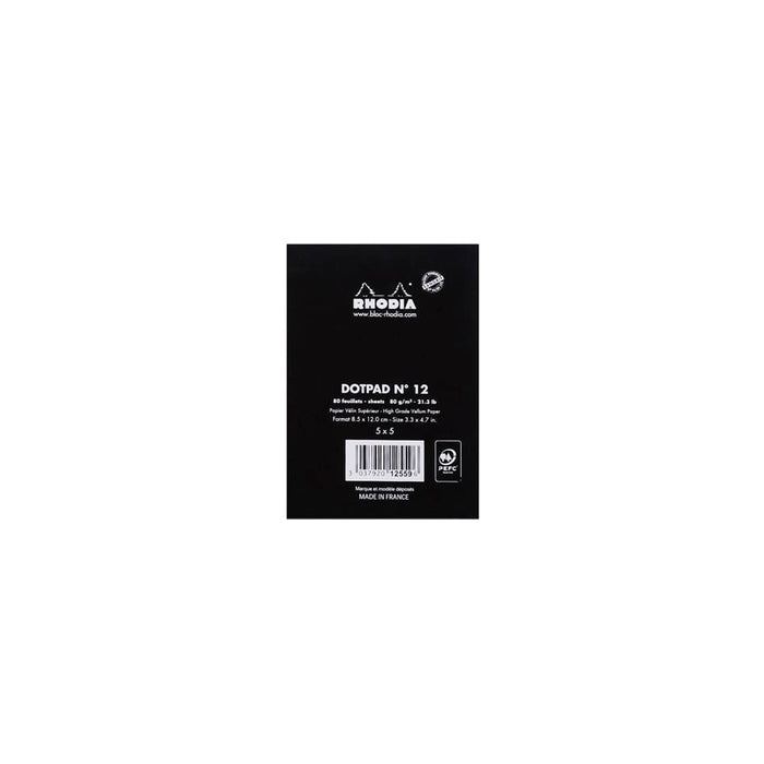 RHODIA Notepad Rhodia No. 12 Top Stapled Notepad Pocket Dot Grid Black