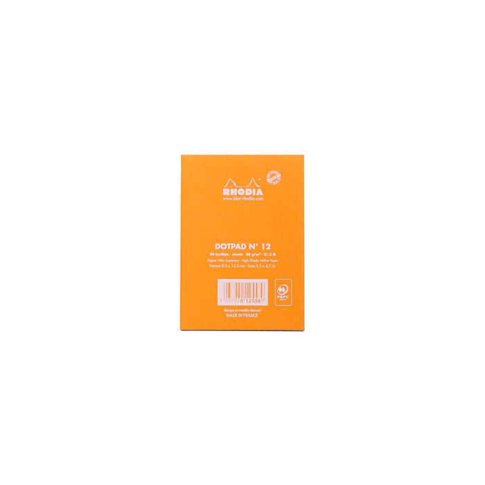 RHODIA Notepad Rhodia No. 12 Top Stapled Notepad Pocket Dot Grid Orange