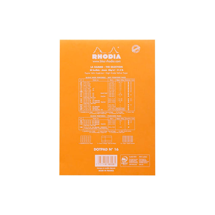 RHODIA Notepad Rhodia No. 16 Top Stapled Notepad A5 Dot Grid Orange
