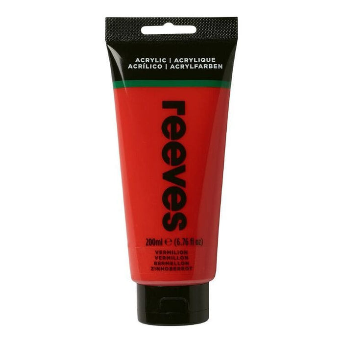 REEVES ACRYLICS NEW RVS Artists' Acrylic 200ml - Vermillion