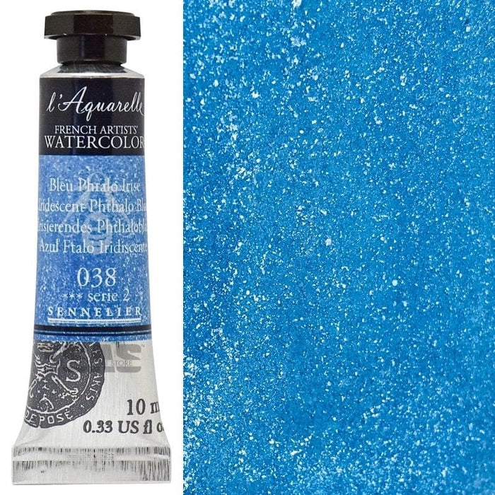 SENNELIER WATERCOLOURS SENNELIER WATERCOLOURS Sennelier Artist Watercolour 038 Iridescent Phthalo Blue 10ml