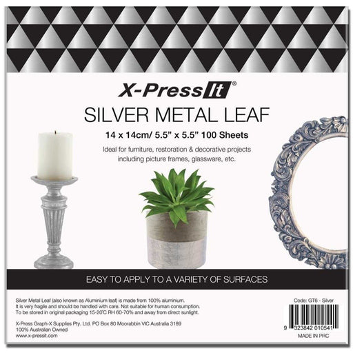 XPRESS XPRESS Silver Metal Leaf 100 Sheets Pack