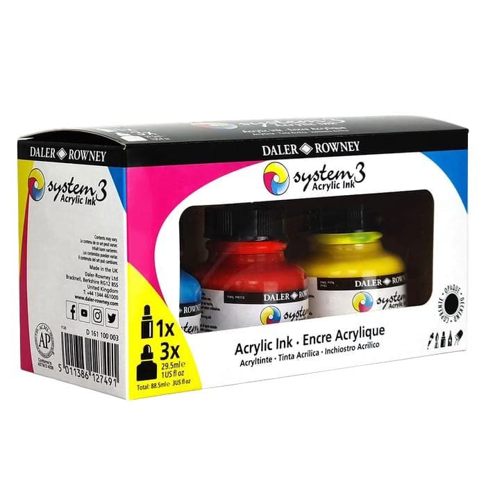 DALER ROWNEY INK DALER ROWNEY SYSTEM3 INK Starter Set 3 x 29.5ml + 1 Marker