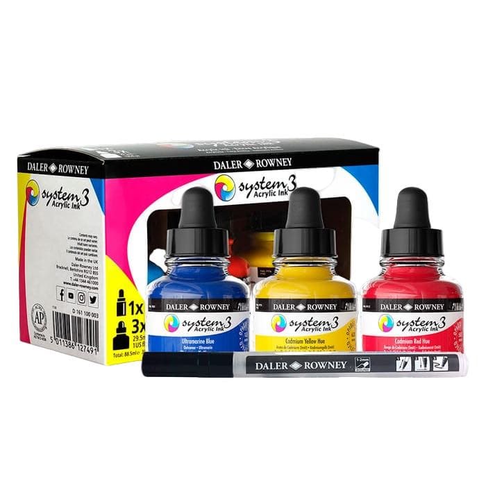 DALER ROWNEY INK DALER ROWNEY SYSTEM3 INK Starter Set 3 x 29.5ml + 1 Marker