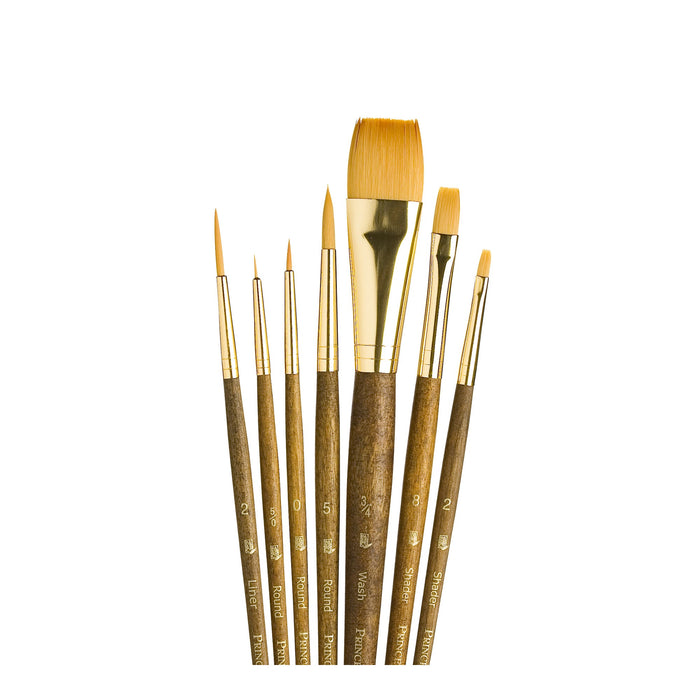 Princeton Real Value Synthetic Gold Taklon Short Handle 7Pc Set